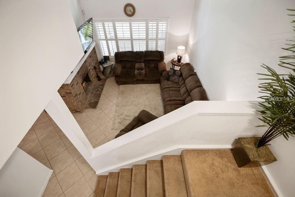 Looking down over Living/Family room from Stairway Landing