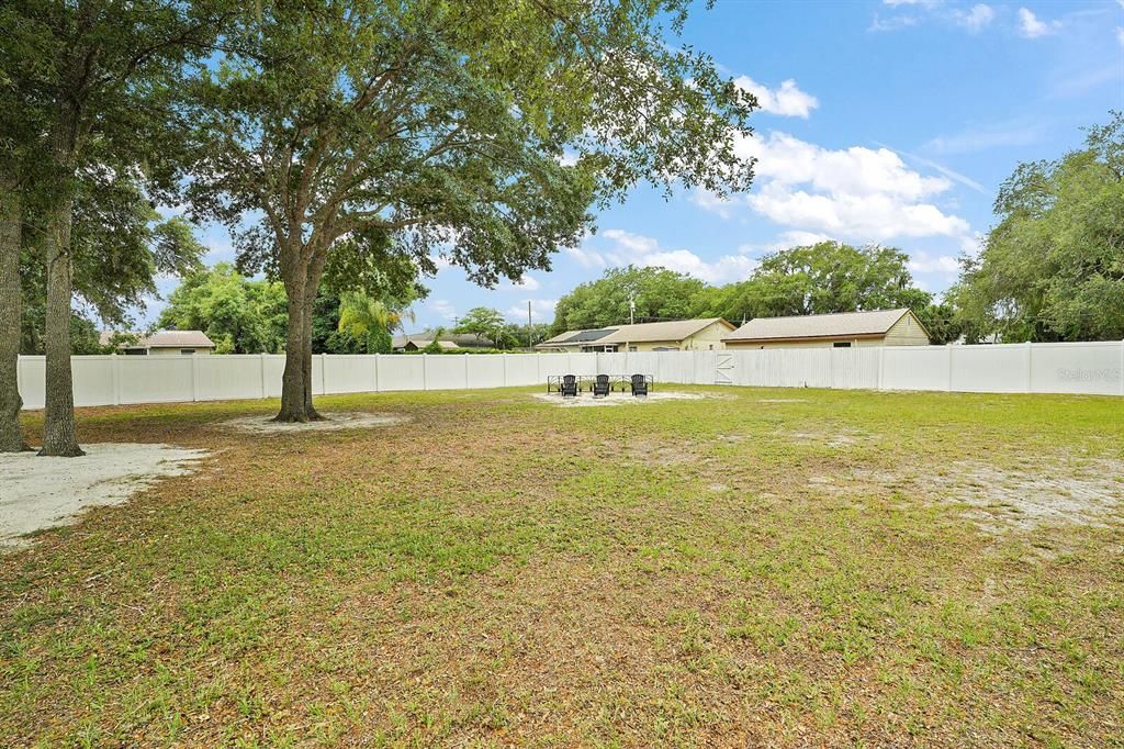 Vinyl Privacy Fence and Stately Oaks