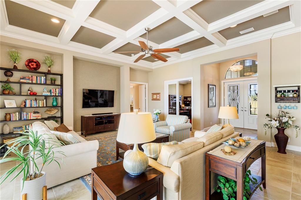 Notice the coffered ceiling detail
