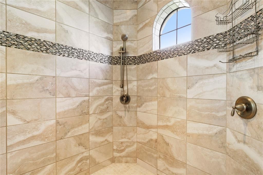 Oversized fully tiled walk-in shower