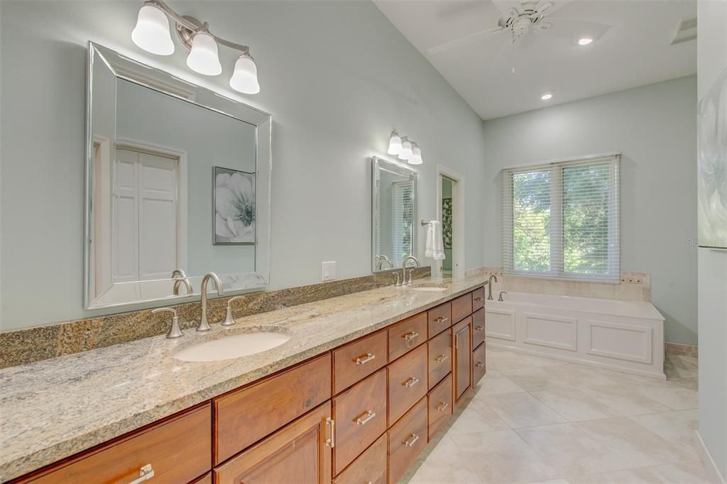 Double sink vanity in owners suite