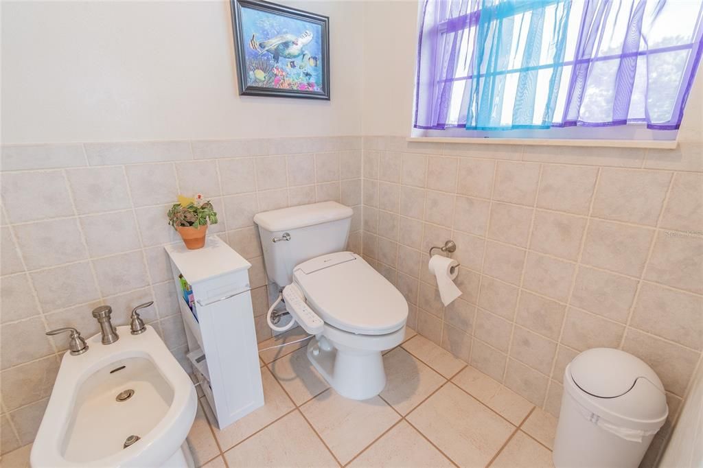 Master water closet with Bidet, and Bidet seat for regular commode.