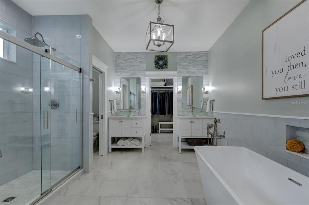 Master Bath Completely Remodeled in 2020 w/ Heavy Glass Doors, Garden Tub, Dual Sinks and more.