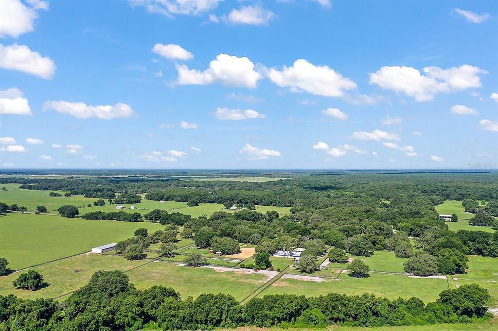 Aerial view from the east looking west