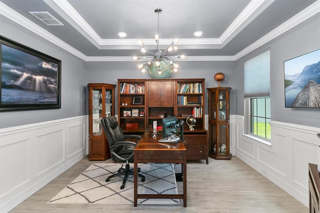 LARGE front Study/Office w/Gorgeous WAINSCOTING throughout