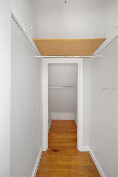 One of the 2 walk-in closets in the apartment.