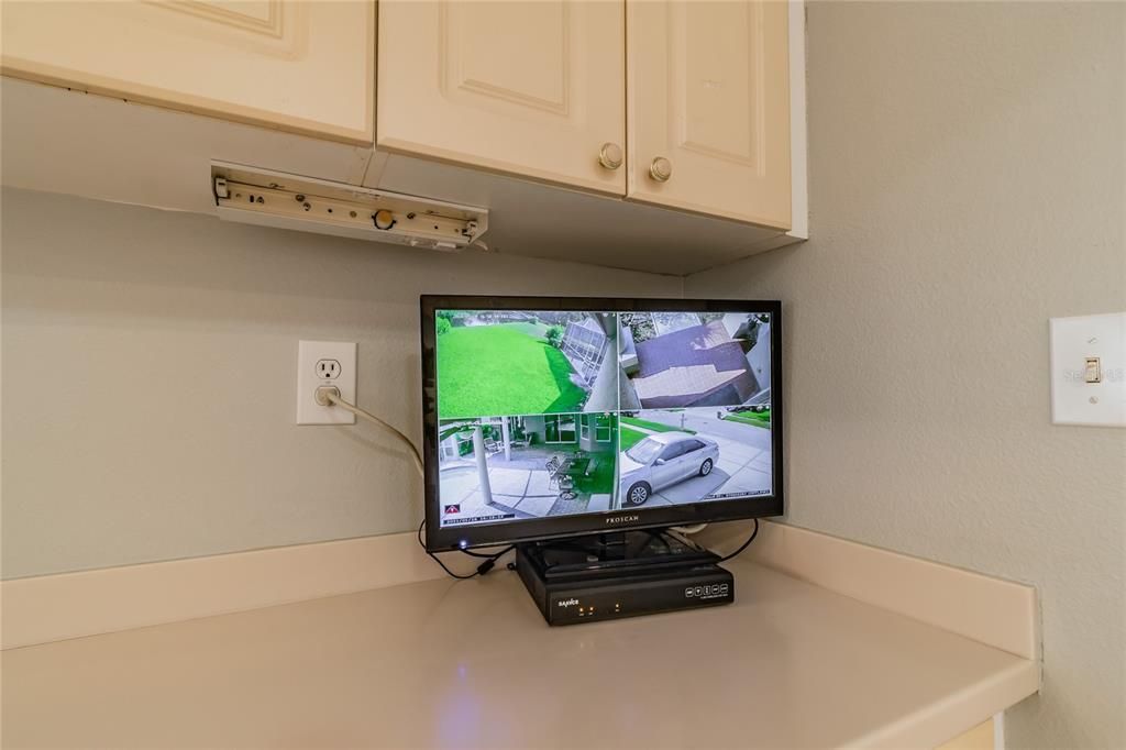 Video security system on built-in desk