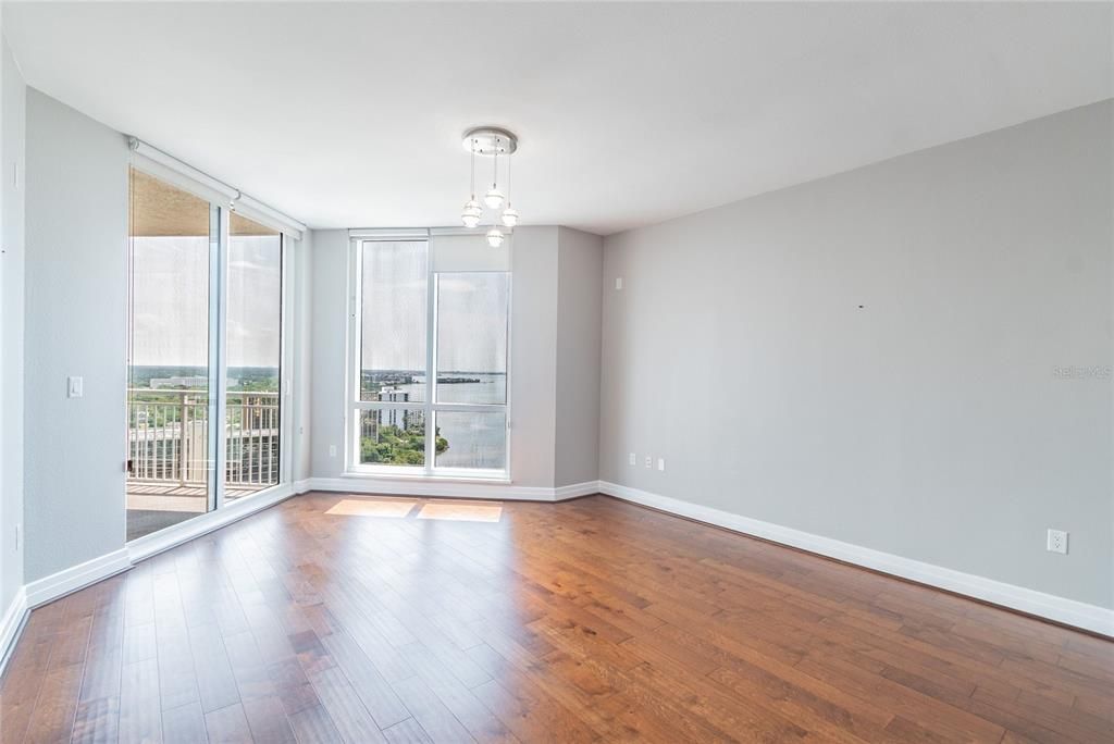 Living room with water view