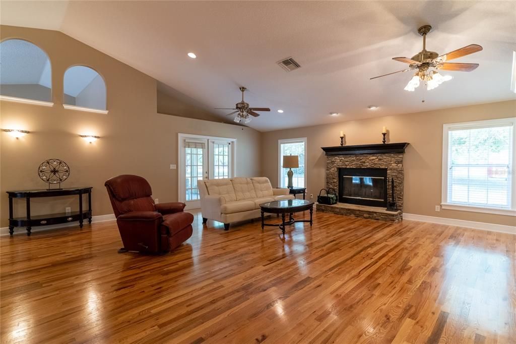 Great room with fireplace