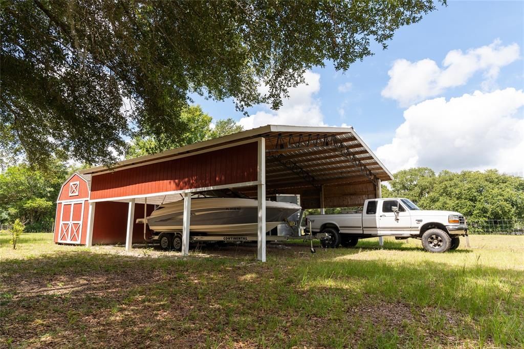 Pole barn has ample space for boat