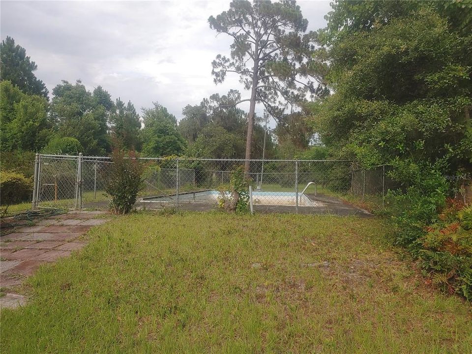 fenced pool area