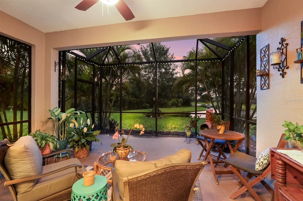 Extended lanai with water and preserve view