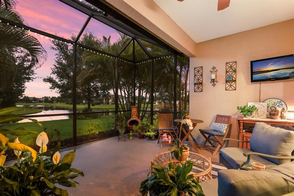 Extended lanai with water and preserve view
