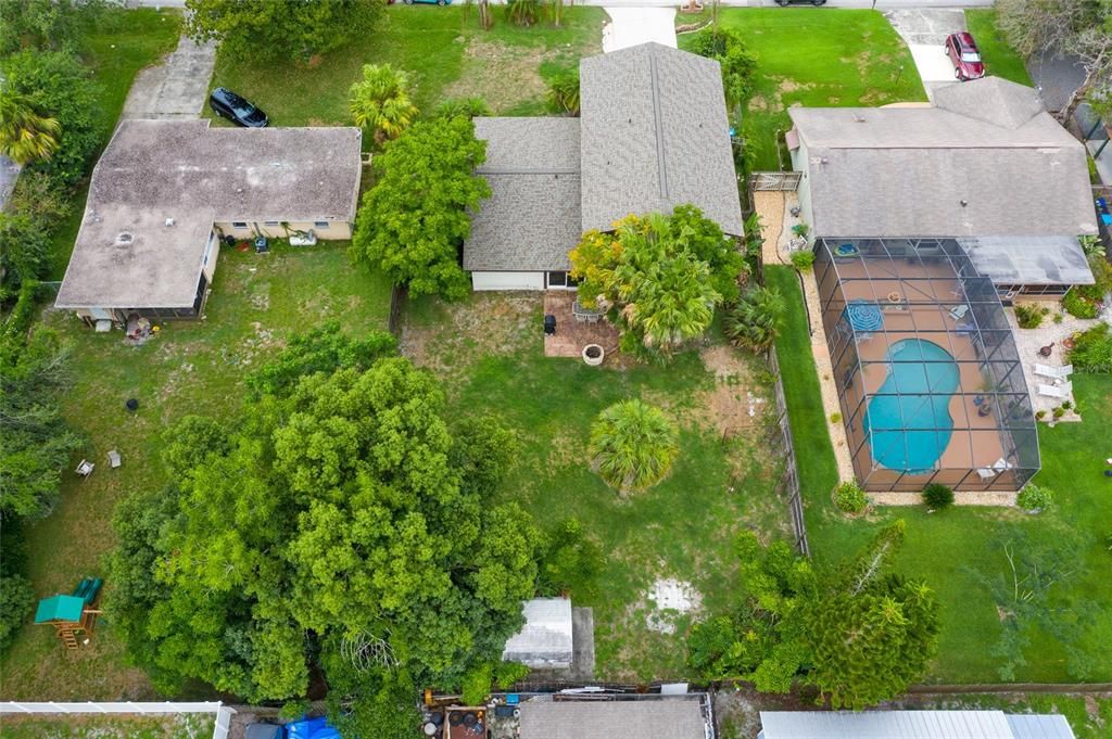 Arial view of rear of property.