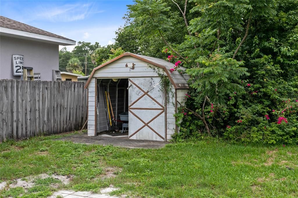 A shed for storing lawn and garden tools!