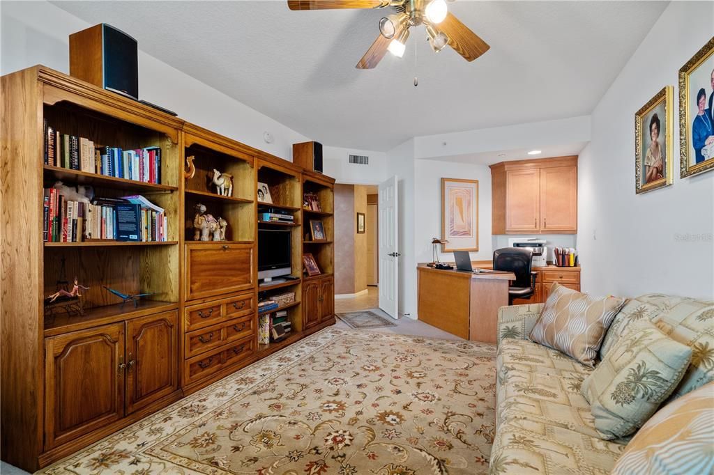 The third bedroom has multi uses with a pullout sofa and a functional home office.