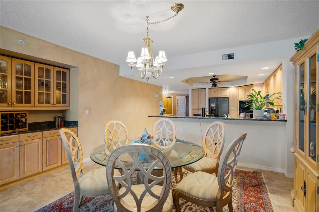 The dining room is large enough for your favorite dining table and buffet