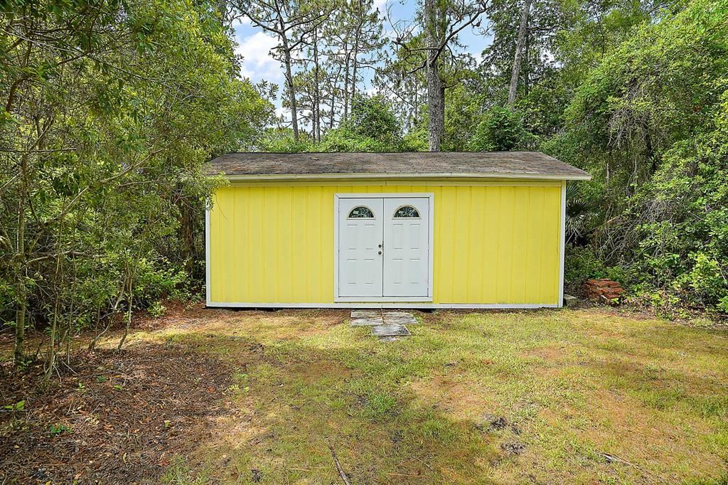 storage shed at front of property