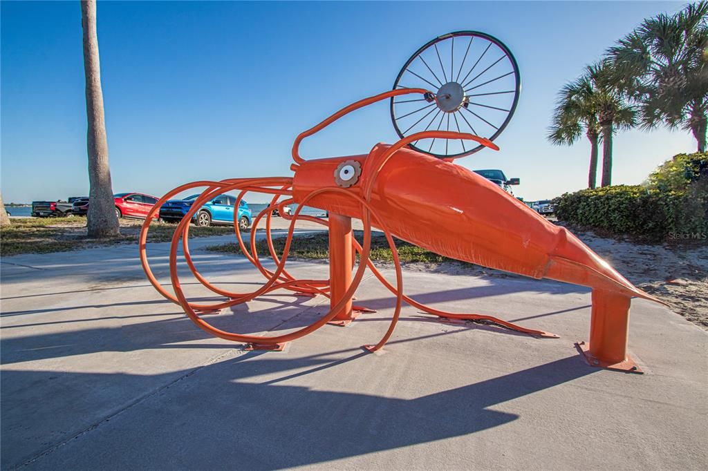 Local artist bicycle rack on the causeway. Cool!