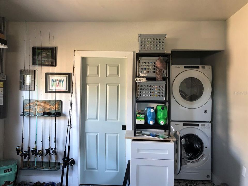 Garage laundry and bathroom