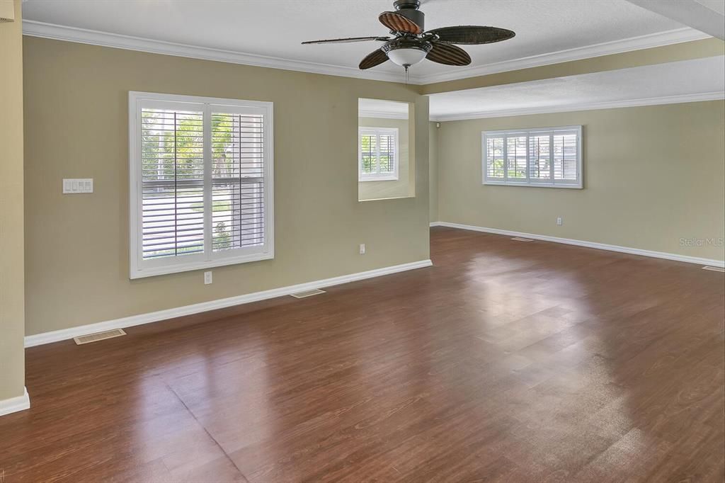 Living room with newer wood floors