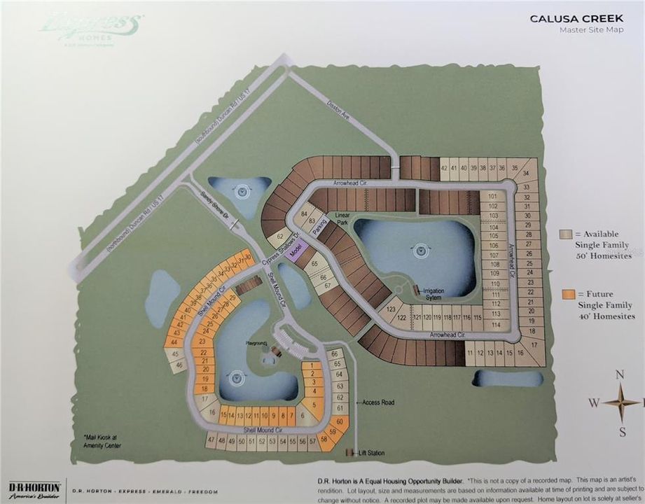 community plat map, see lot 19 (yellow color)lot, waterfront and across the street no home, as it is part of the community common area which will not be developed.