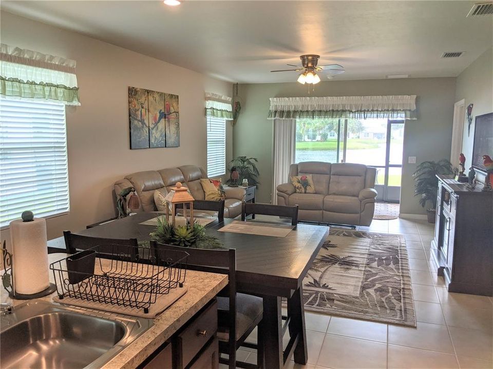 this open floor plan is great, speak with your guest when preparing the dinner. with all the windows the home is bright and light. Ceiling fans in living room as well as in all 3 bedrooms