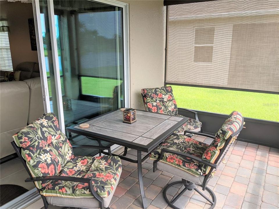 the lanai is spacious, privacy screen you can see throughout but neighbor not!