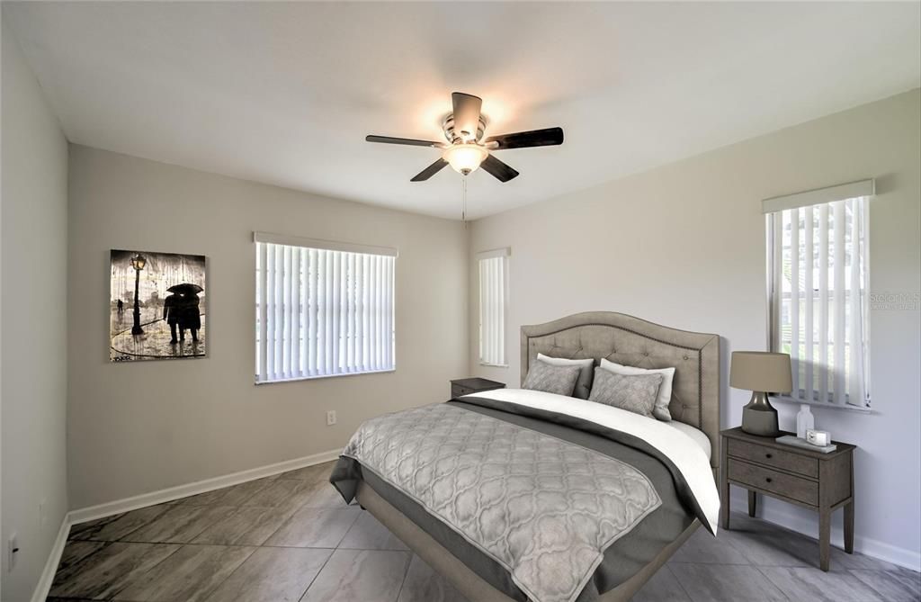 Virtually staged guest bedroom