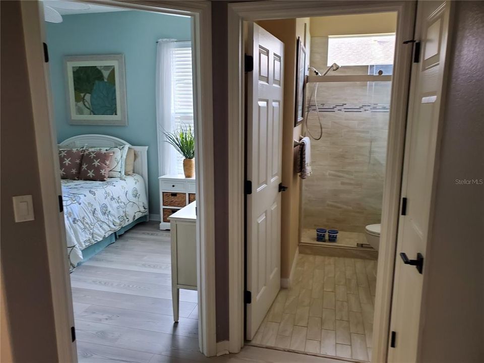 Hallway into Guest Bed and Bathroom