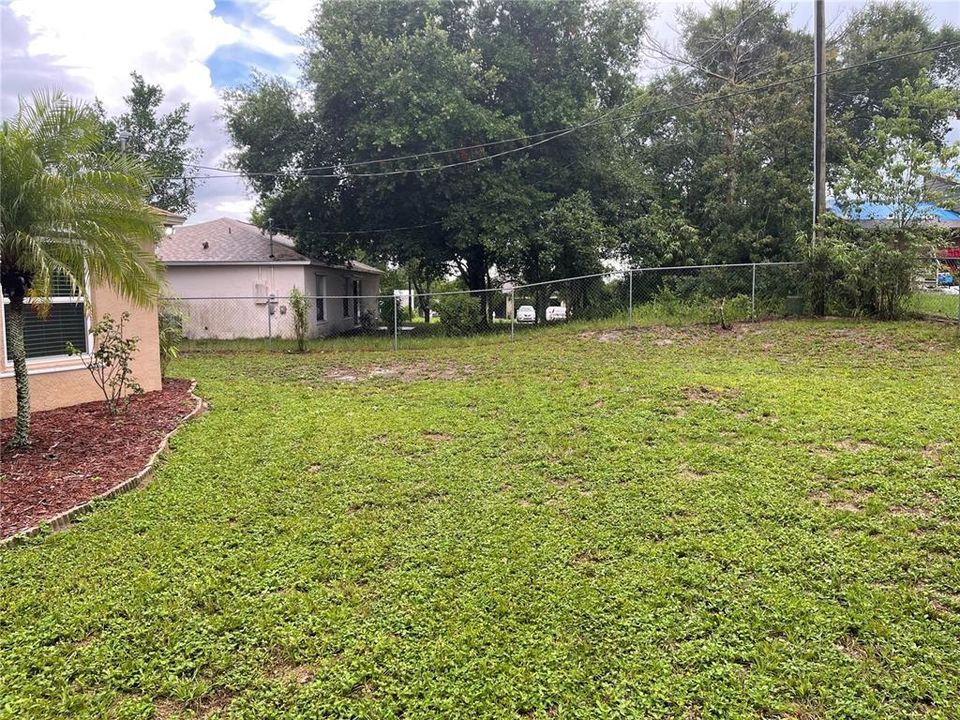 fenced back yard