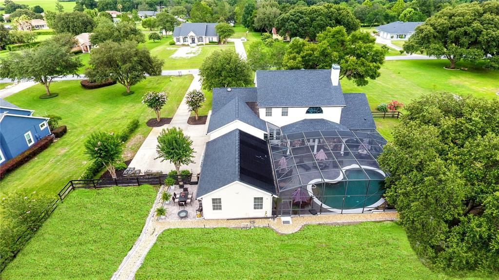 Rear aerial view of the home.