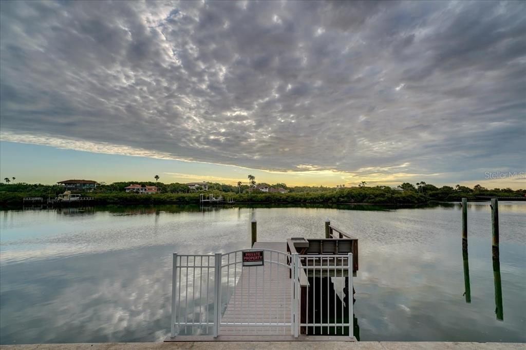Private and gated deep water dock with quick access to Gulf waters.