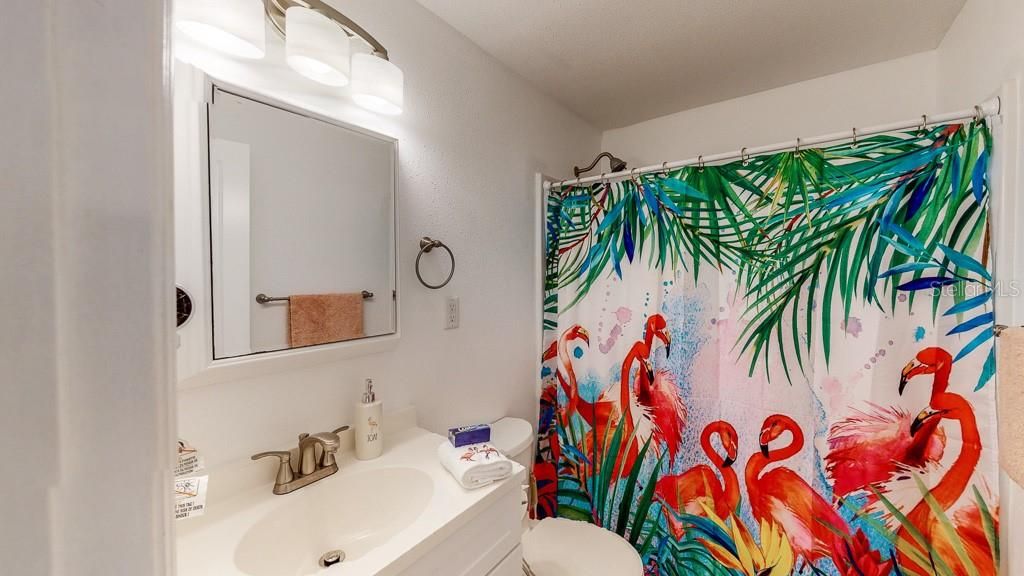 Flamingo: bathroom with tub shower combo.