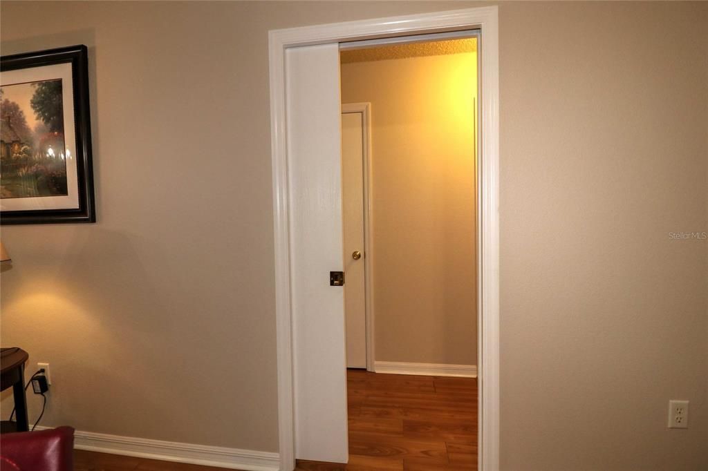 POCKET DOOR FOR PRIVACY AT GUEST BEDROOMS AND  BATH