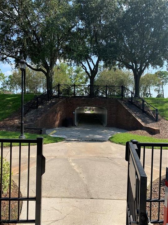 Tunnel entrance to community pool