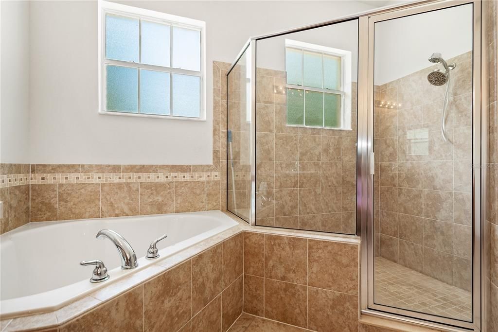 Garden tub and large walk in shower