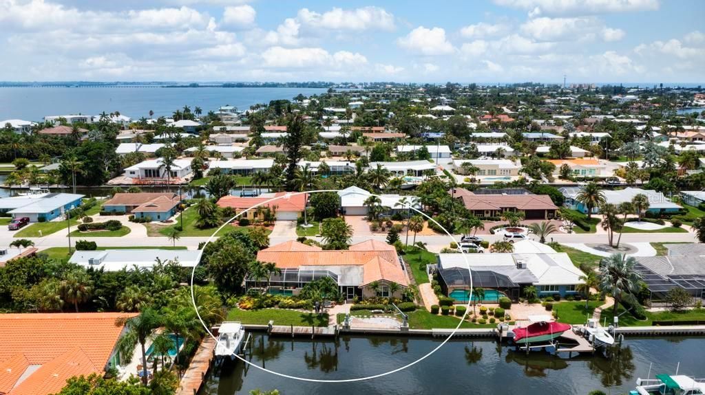 Aerial view of 611 Foxworth Lane in Key Royale