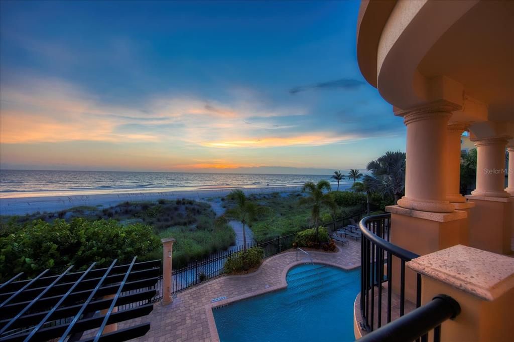 Sunset Views of the Gulf of Mexico from the balcony.