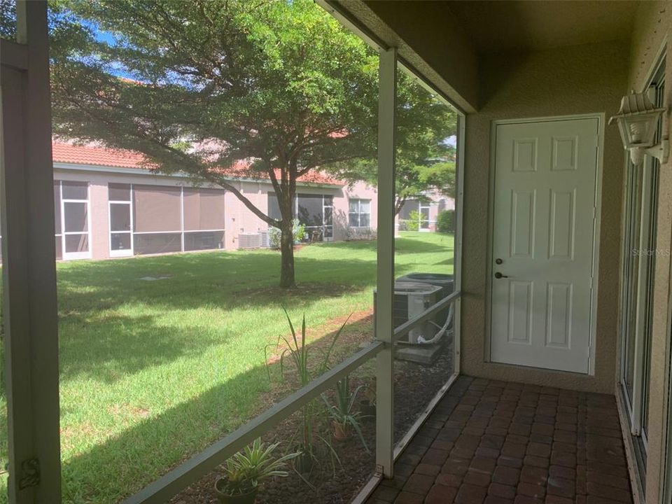 back porch with storage room