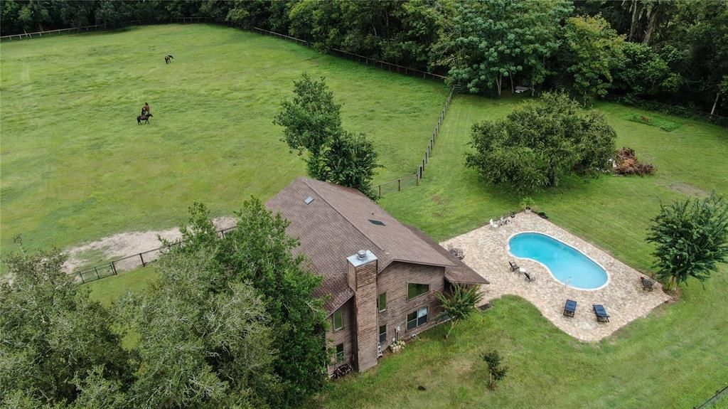 aerial home and pool