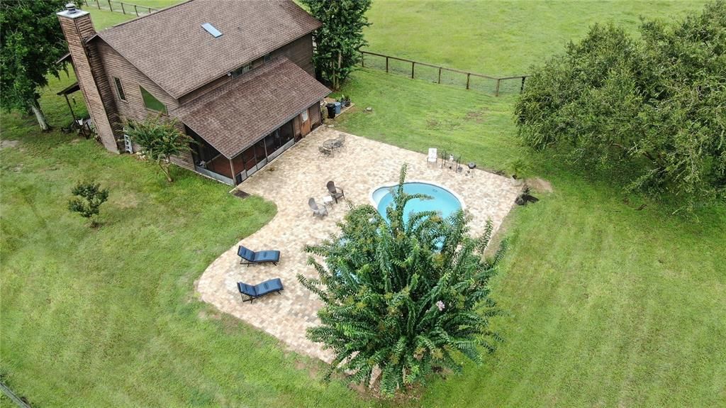 aerial rear pool and home