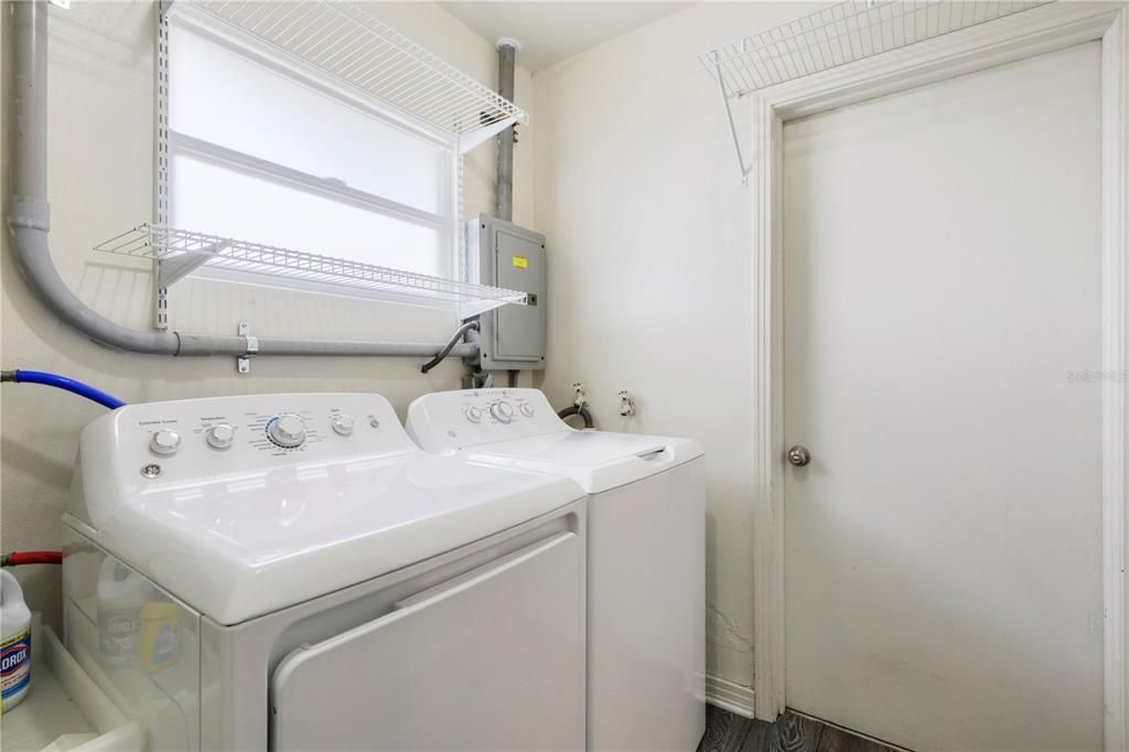 Laundry Room with Exterior Door to Back Yard