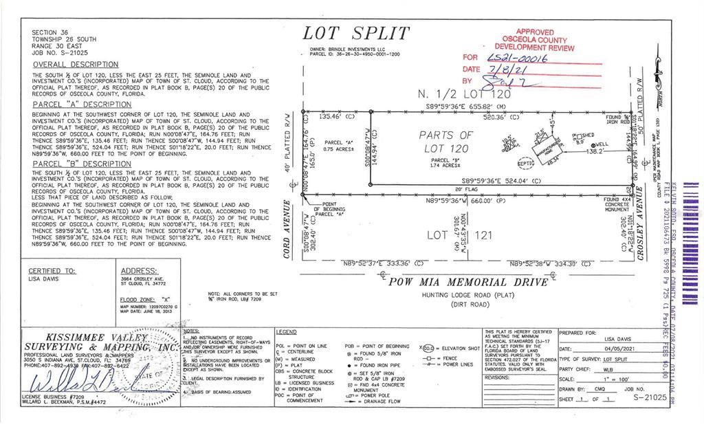 Survey - Note Cord Ave & Crosley Ave.