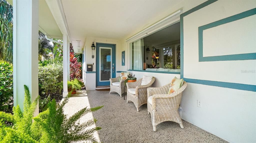 Covered front porch w/ Terrazzo Floors