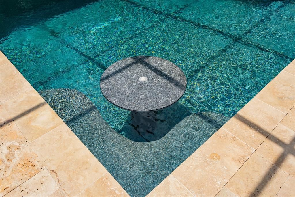 Table in Pool with Seating Area