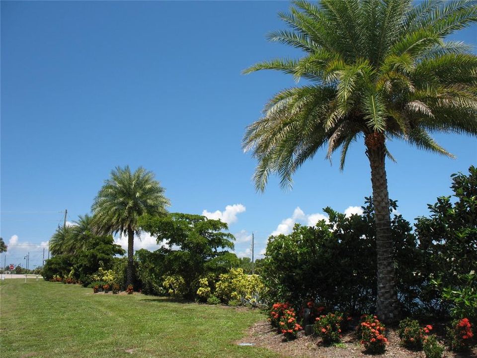 Beautifully landscaped common area at entrance