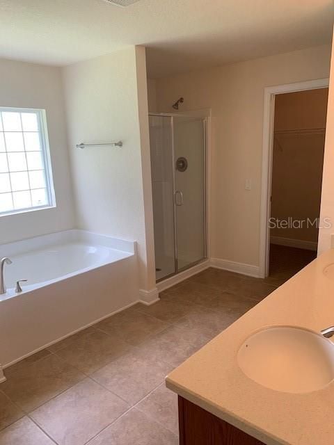 Master Bathroom offers 2 walk in closets, dual sinks, and separate tub and shower