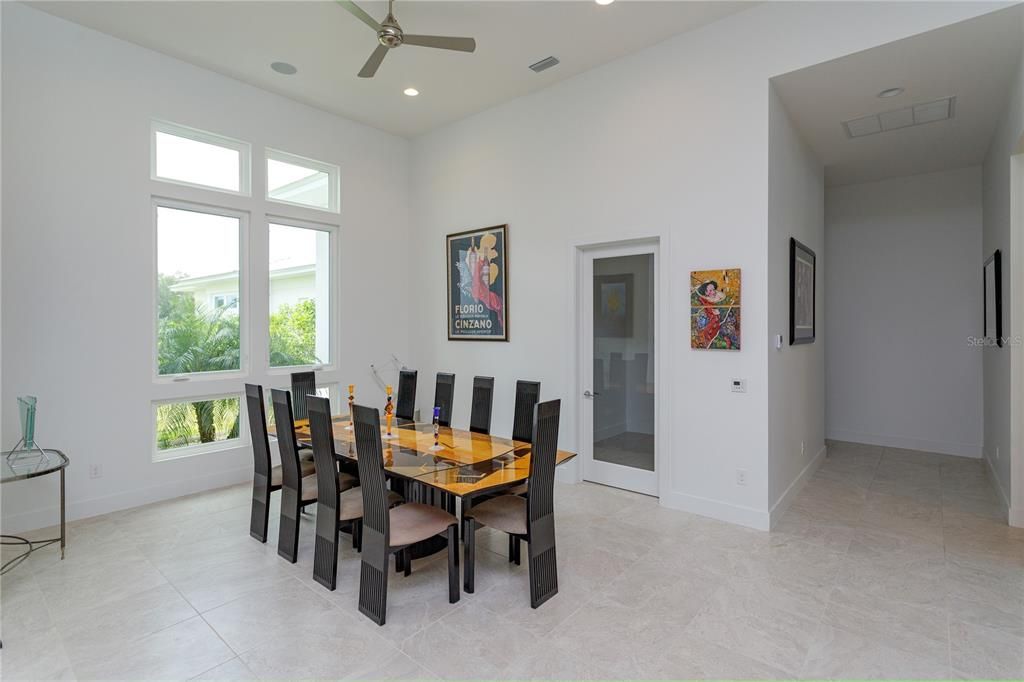 Formal dining with wine cellar room