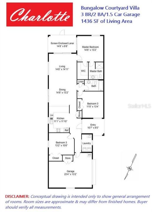 CHARLOTTE Bungalow Courtyard Villa Floor Plan